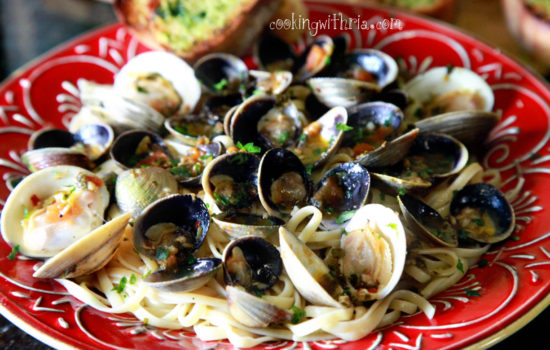 Clams With Linguine–A birthday treat…..