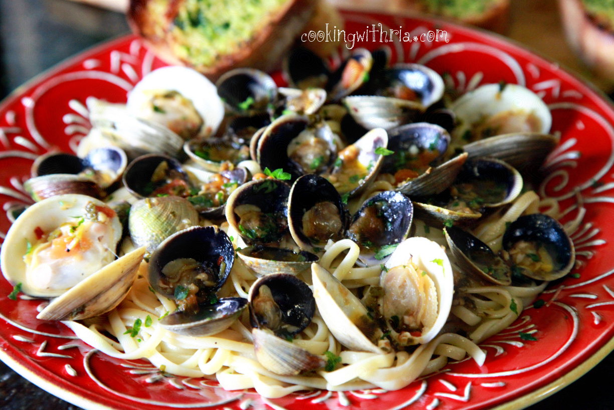Clams With Linguine–A birthday treat…..