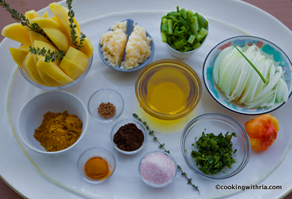 essential ingredients in Trinidad cooking curry powder cumin salt turmeric hot pepper oil