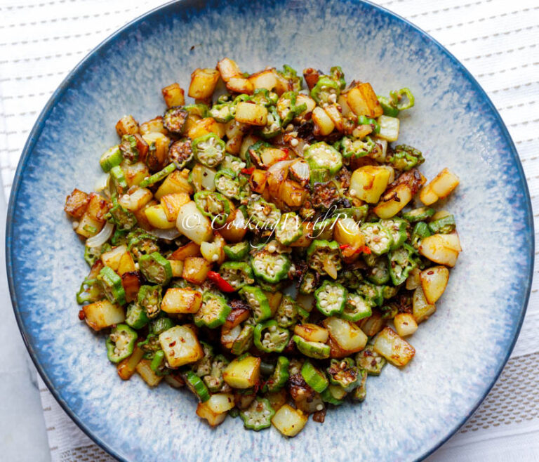 fried okra and potatoes