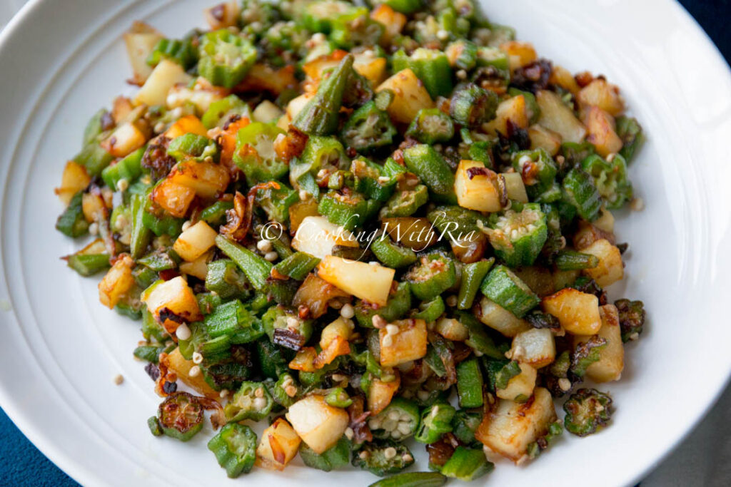 fried okra and potatoes