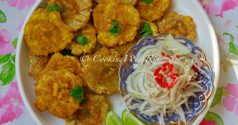 Crispy Tostones with a Spicy Onion Pickle