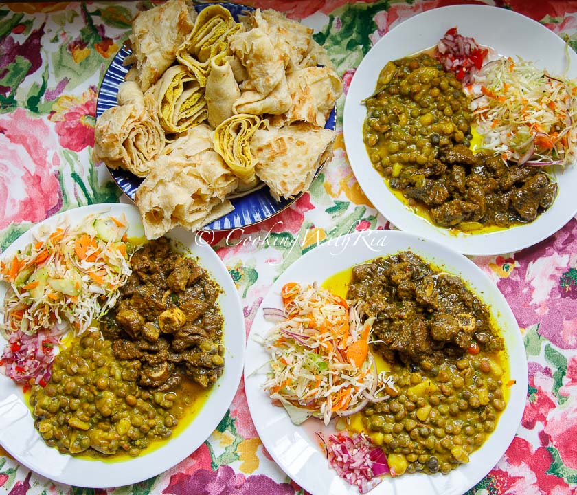 curry peas and aloo curry lamb paratha dhalpuri