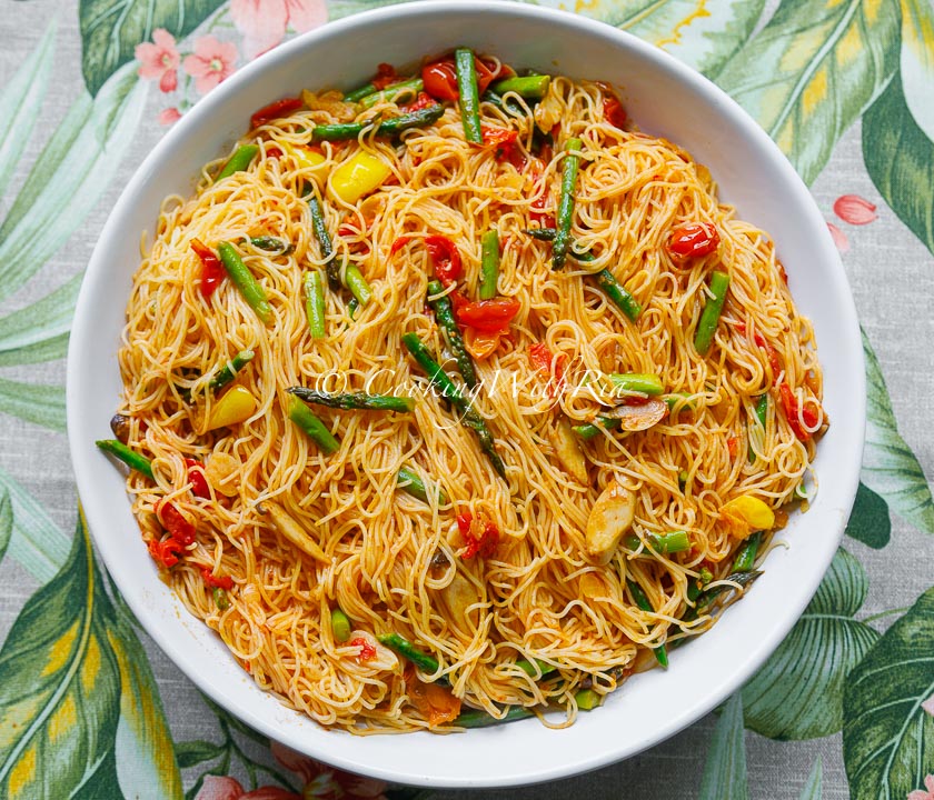 Angel Hair with Tomatoes and Asparagus