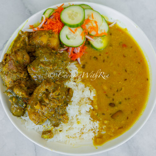 curry chicken dhal rice