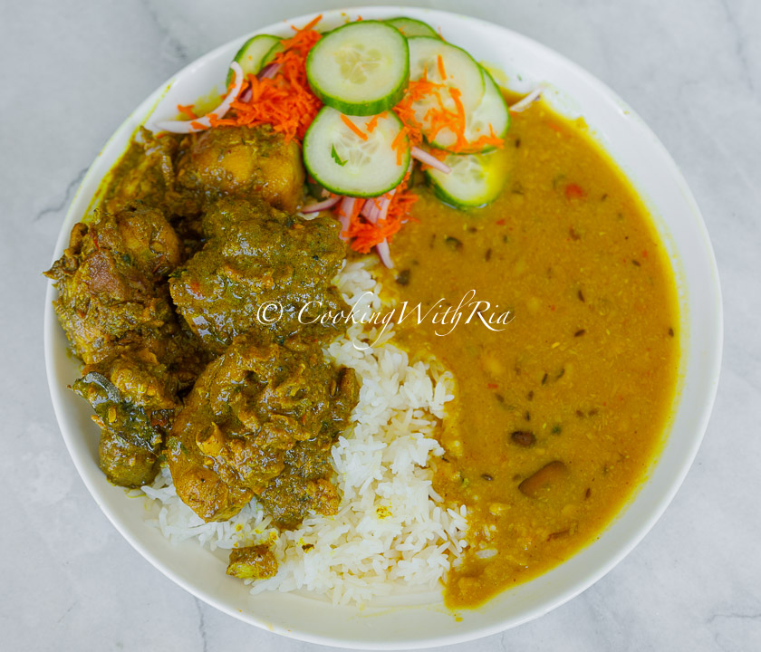 curry chicken dhal rice