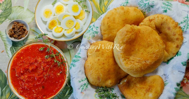 Boiled Tomato Choka with Boiled Eggs and Fried Bake – A Simple, Satisfying Trini Breakfast
