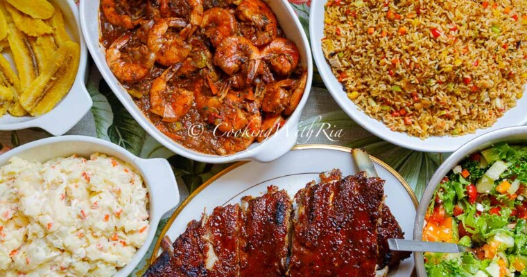 Sunday Lunch Week 31 – BBQ Ribs, Pepper Shrimps, Creamy Potato Salad & Rice