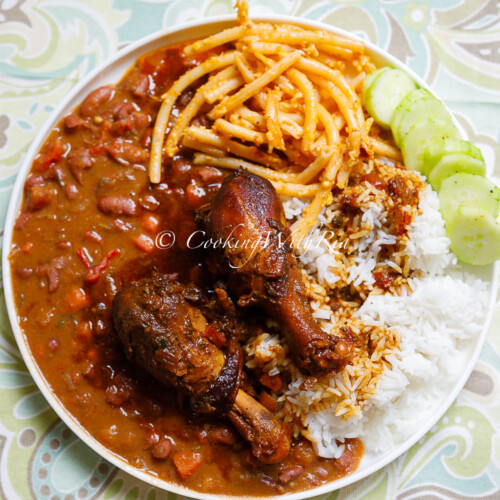 Sunday Lunch Week 36 - Stewed Red Beans Stewed Chicken Macaroni and Eggs