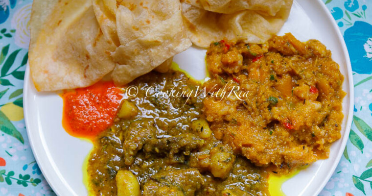 Sunday Lunch Week 34: Pumpkin with Shrimp, Curry Lamb, Dosti Roti & Paratha