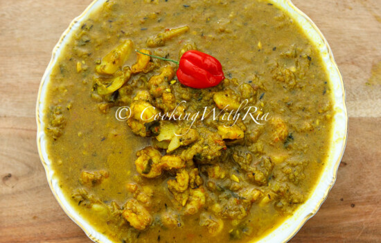 Curry Baigan and Aloo with Shrimp