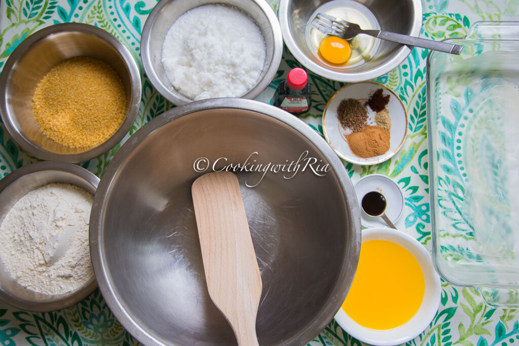 Ingredients for Jamaican Toto, Caribbean Coconut Cake