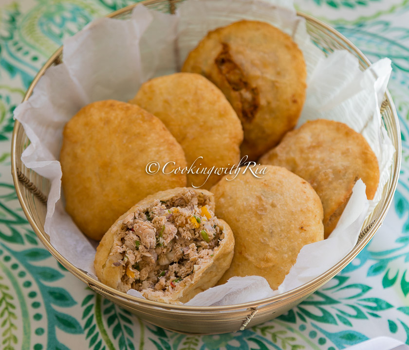 caribbean canned salmon pie | salmon stuffed fried bake